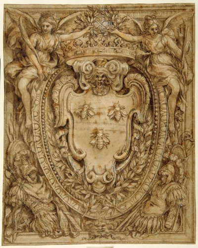 Braços de Don Taddeo Barberini, Principe di Palestrina (caneta e tinta com lavagem e guache sobre papel) de Pietro da Cortona