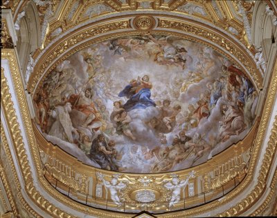 Assunção da Virgem Fresca por Pietro da Cortona (Pedro de Cortona) (1596-1669) 1652 Roma, Chiesa di Santa Maria em Vallicella Itália de Pietro da Cortona