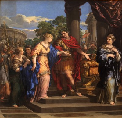 César dando a Cleópatra o trono do Egito, c.1637 (óleo sobre tela) de Pietro da Cortona