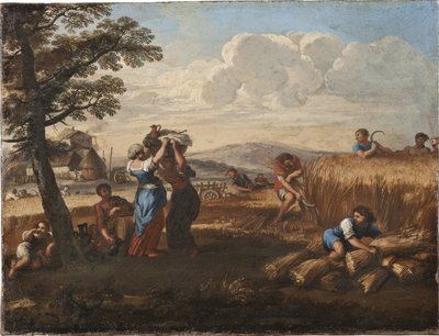 Paysage avec scene de moisson - Landscape with Harvesting, de Cortona, Pietro da (1596-1669) (Pierre de Cortone). Óleo sobre tela. Dimensão : 50x65 cm. Nationalmuseum Estocolmo de Pietro da Cortona