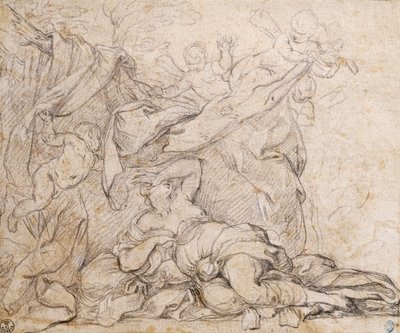 Vênus, estudo para o Triunfo da Divina Providência, afresco no salão do Palazzo Barberini, Roma de Pietro da Cortona