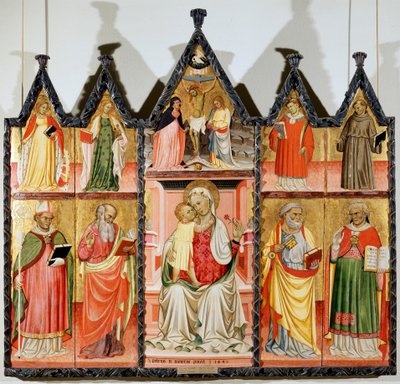 Madonna e Polyptych Child with Saints, dez painéis separados, 1440 de Pietro di Giovanni Lianori