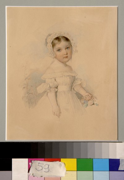 Retrato da Condessa Alexandra Golitsyna (1823-1910) - Obra de Piotr (Pierre) Sokolov (1791-1848), aguarela sobre papel (20,3x16,7 cm) de Piotr Sokolov