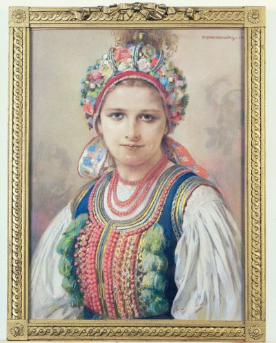 Noiva Cracóvia, 1917 (pastel em papelão) de Piotr Stachiewicz