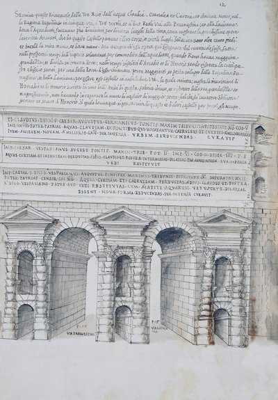 Porta Maggiore em Roma, desenho, das Antiguidades Romanas, de Pirro Ligorio (1513-1583) de Pirro Ligorio