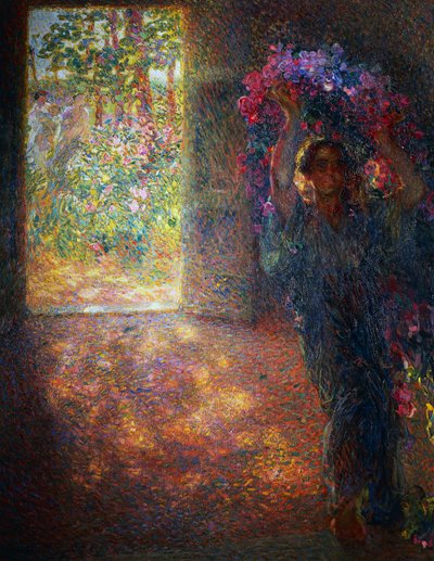 Casa floral, ca 1910, de Plinio Nomellini (1866-1943), óleo sobre tela, 200x160 cm, Itália, século 20 de Plinio Nomellini
