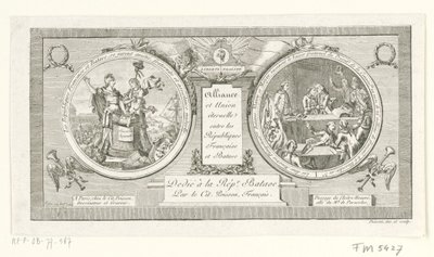 Medaillon op de Alliantie tussen de Franse en de Bataafse Republieken, 1795
Aliança e união eterna entre as Repúblicas Francesa e Batave (título sobre o objecto) de Poisson