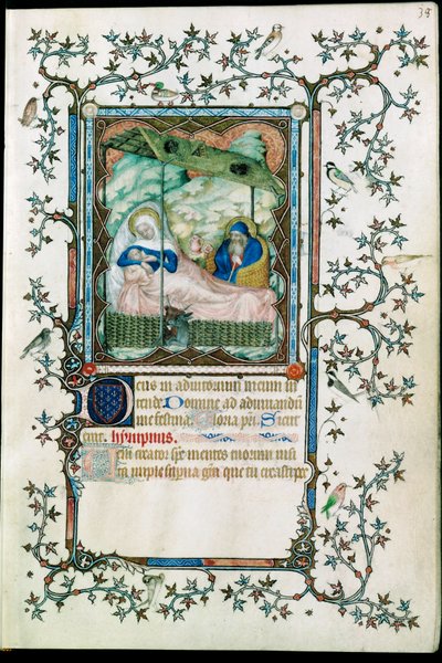 A Natividade. Das Petites heures du Duc de Berry ... de Pol de Limbourg