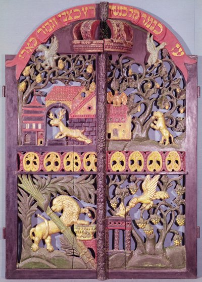 Portas da Arca da Lei, de Cracóvia (madeira policromada) de Polish School