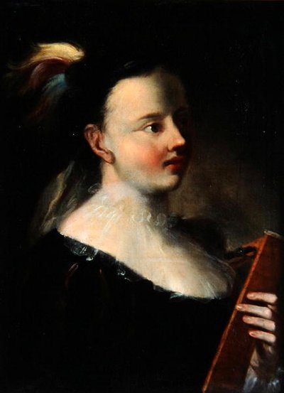 Senhora com Kitara (óleo sobre tela) de Polish School