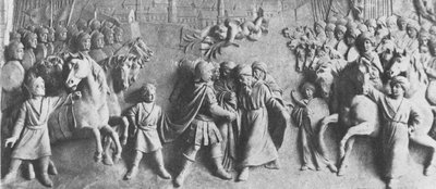 Alívio de João III Sobieski recebe a rendição das tropas turcas, após vitória na Batalha de Viena (mármore) de Polish School