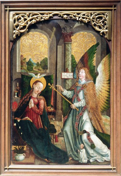 A Anunciação, 1517 (tempera a bordo) de Polish School