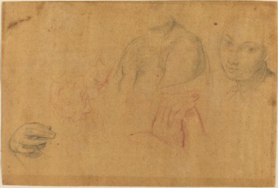 Esboços de cabeças e mãos de Pompeo Batoni