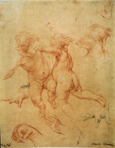 Dois putti voadores, estudo, década de 1740 de Pompeo Batoni