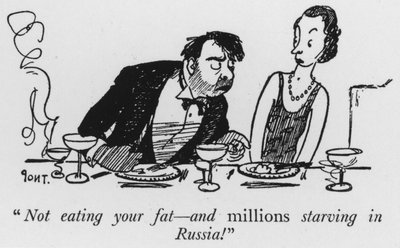 "Não comer a tua gordura, e milhões a morrer de fome na Rússia!" (litho) de Pont