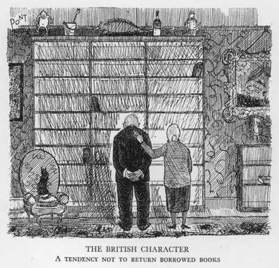 The British Character, Uma tendência para não devolver livros emprestados (litho) de Pont