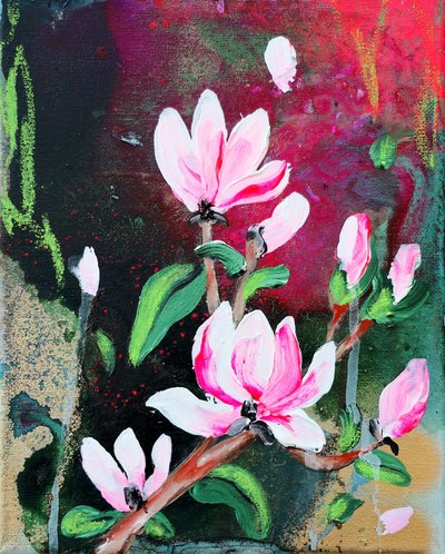 Flores de magnólia rosa de Poonam Choudhary