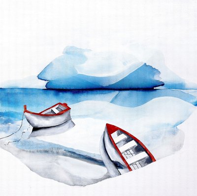Barcos Vermelhos, Lago Azul de Poonam Choudhary