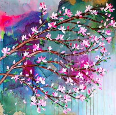 Flores cor-de-rosa vibrantes de Poonam Choudhary
