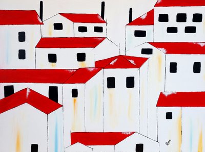 Casas Brancas com Telhados Vermelhos de Poonam Choudhary