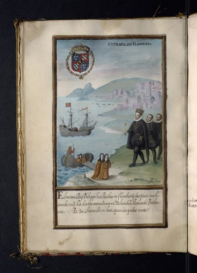 Chegada a Flandres, a partir de uma história das peregrinações das Syon Nuns, compiladas em Lisboa no início do século XVII de Portuguese School
