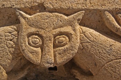 Detalhe de um Capital zoomórfico de uma das colunas originais. (granito) de Portuguese School
