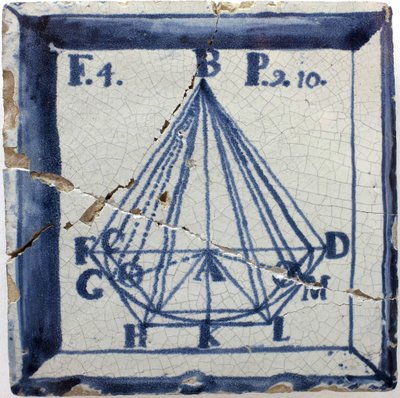Esquema geométrico de uma pirâmide, Faiança de Estanho, Lisboa segunda metade do século XVIII - Musee national des azulejos, Lisboa (Portugal) de Portuguese School