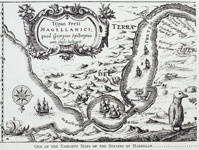 Um dos primeiros mapas do Estreito de Magalhães, de "O Romance do Rio da Prata", vol. Eu, por WH Koebel, 1914 de Portuguese School