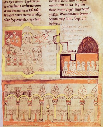 A primeira aparição do Filho do Homem com as Sete Igrejas da Ásia e as Sete Estrelas, do Apocalipse de São João de Lorvão de Portuguese School