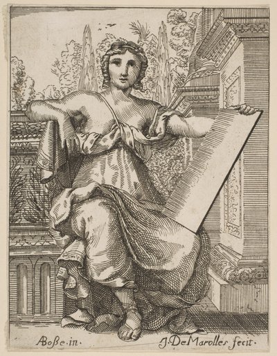 Mulher sentada segurando um tablet, final do século XVII, meados do século XVIII. de Possibly by Jean Antoine de Maroulles