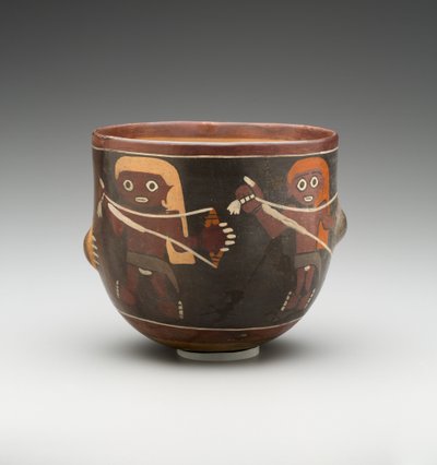 Tigela decorada com Fiação Masculina (terracota pintada) de Pre Columbian Pre Columbian