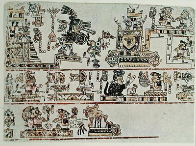 Cópia facsimilada do Codex Bodley, detalhe, c.1521 (vellum) de Pre Columbian Pre Columbian