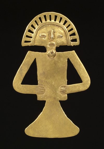 Pingente Figural, c.700-1000 (ouro) de Pre Columbian Pre Columbian