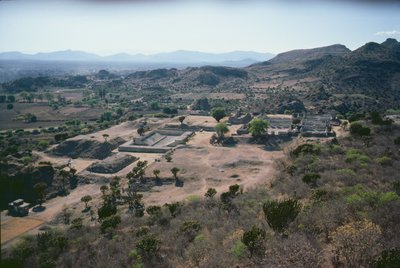 Vista aérea da cidade, período pós-clássico tardio de Pre Columbian