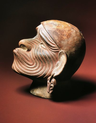 Cabeça masculina de Trujillo, cultura moche, civilização pré-colombiana, século 4-9 (foto) de Pre Columbian Pre Columbian