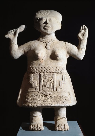 Arte pré-colombiana, civilização Totonac: estatueta de armas pré-estresse no ar do século 6-9 depois de JC From El Tajin (pedra) de Pre Columbian Pre Columbian