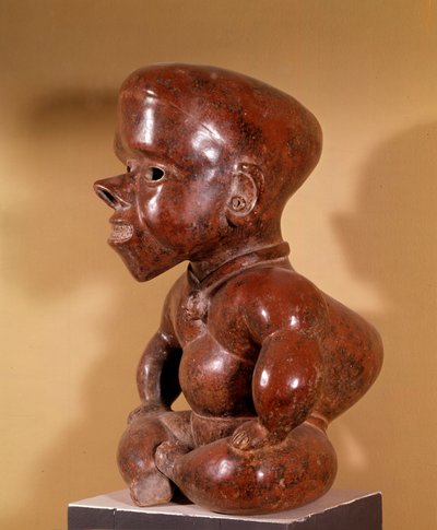 Arte pré-colombiana: estatueta de corcunda nua sentada. De Colima. Civilização das costas ocidentais. 300-1250 DC. Museu Arqueológico de Guadalajara. de Pre Columbian Pre Columbian