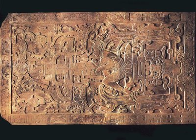 A tumba do rei Pakal do templo das inscrições, Palenque, 615-683 de Pre Columbian art