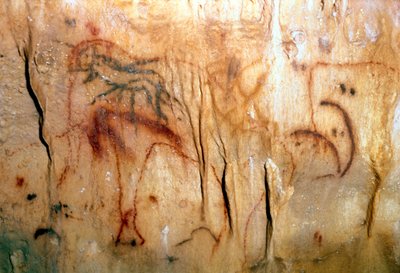 Pré-história : um homem ferido (pintura rupestre) de Prehistoric Prehistoric