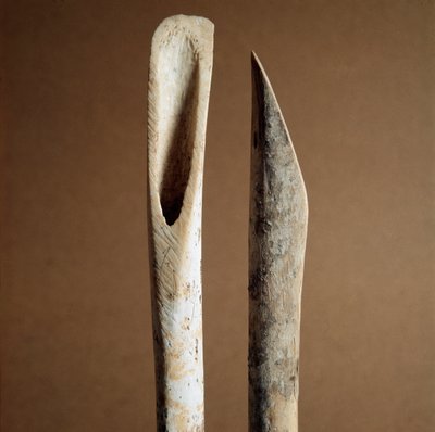 Pré-história: ferramentas para remover a casca das canelas de cabras e ovelhas do Necropole de Arene Candide (Finale Liguria), Liguria. Neolítico Médio, Idade da Pedra. Genes, museo di archeologia ligure de Prehistoric Prehistoric