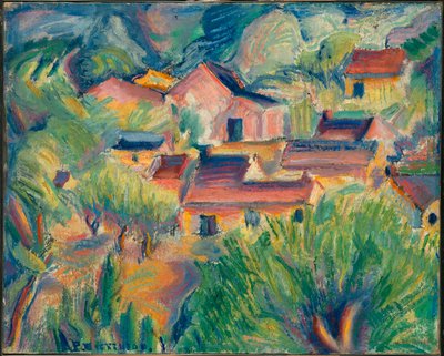 Casas e paisagem de Preston Dickinson