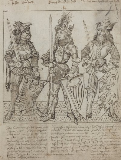 Josué, Rei David e Judas Maqboose de Primary Master of the Strassburg Chronicle