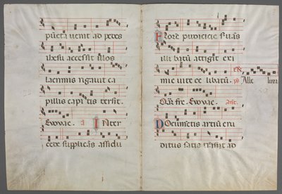 Bifolium de um Antiphonary: Music, c. 1320-1340. de Primo Miniatore di San Domenico