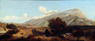 Vista da paisagem sagrada da montanha Victory de maquis no Sul. Pintura de Prosper Joseph Gresy (1804-1874) século XIX Aix en Provence, Musee Granet de Prosper Joseph Gresy