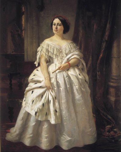 LAMADRID, Teodora (1821-1886). Actriz espanhola (óleo sobre tela) de Prudent Louis Leray
