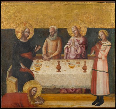 Maria Madalena Lavando os Pés de Cristo, circa 1325-1330 (tempera e folha de ouro no painel) de Pseudo Jacopino di Francesco