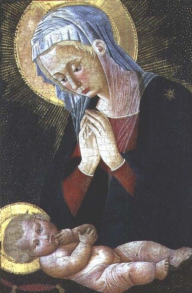 Madonna adorando a Criança Cristo (tempera no painel) de Pseudo Pier Francesco Fiorentino