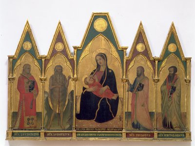 Madonna of Humility with Saints (tempera no painel) de Puccio di Simone