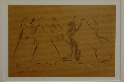 esboço de figuras femininas, Narcís Puget Riquer, desenho a carvão, museu Puget, casa nobre de Can LLaudis , Dalt Vila, Ibiza, ilhas Baleares, Espanha de Puget Riquer