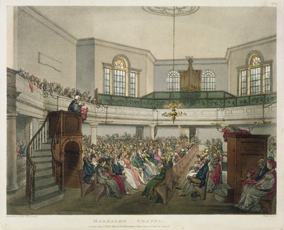 Capela de Madalena, de &39;Microcosmo de Londres de Ackermann&39;, gravada por John Bluck (fl.1791-1831), 1809 (aquatint) de Pugin and Rowlandson